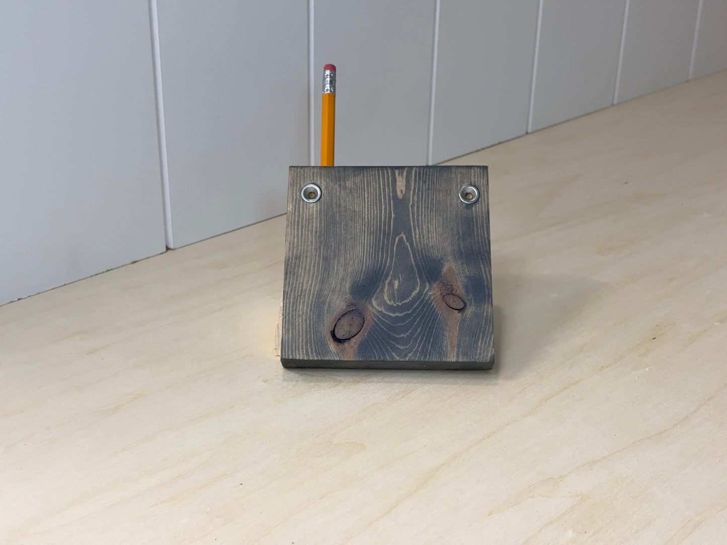 Wood Sticky Note Holder with Pencil