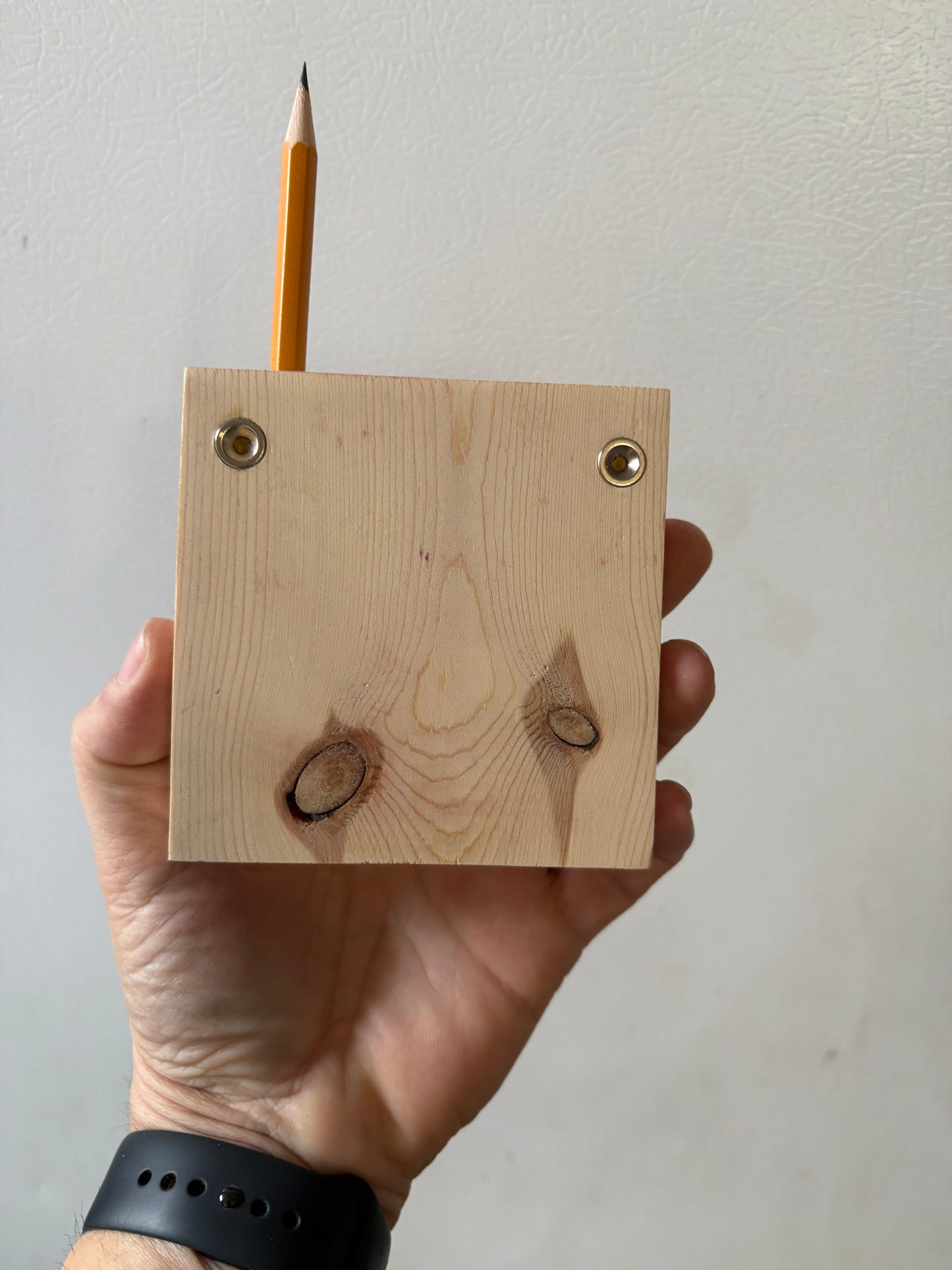 Wood Sticky Note Holder with Pencil