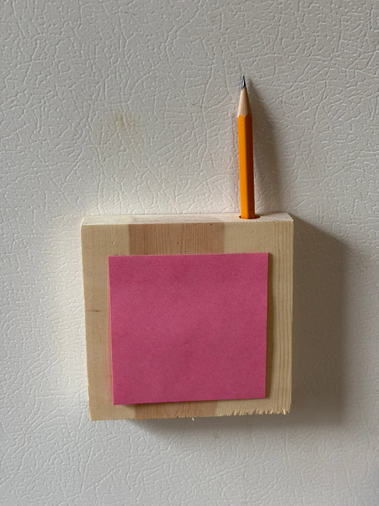 Wood Sticky Note Holder with Pencil